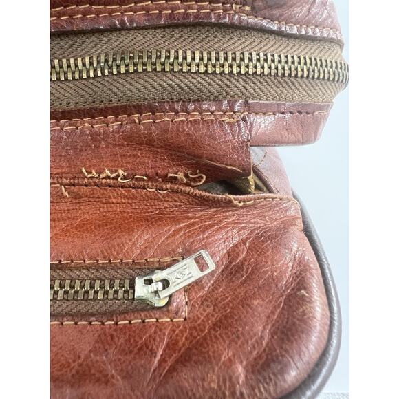 Vtg Aztec Hand Tooled Brown Leather Satchel Purse Mexico Mayan Boho Bag Roses - Picture 16 of 16